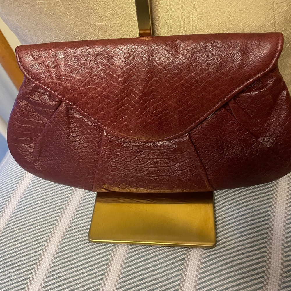 Lauren Merkin -Elegant Leather Burgundy Clutch -NWT